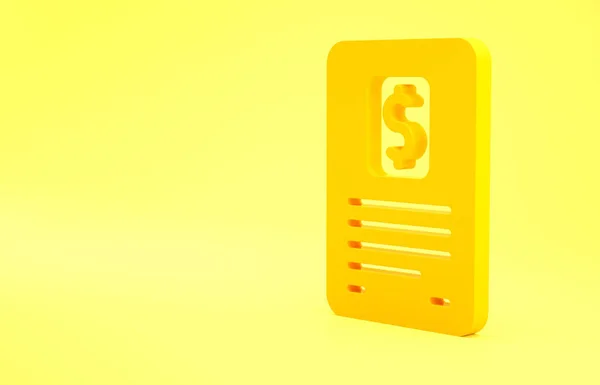 Yellow Business Finance Report Icon Isolated Yellow Background Audit Analysis — Stock Photo, Image