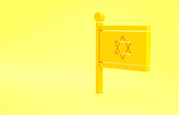 黄色的以色列国旗图标孤立在黄色的背景上 国家爱国的象征 最低纲领的概念 3D渲染3D插图 — 图库照片