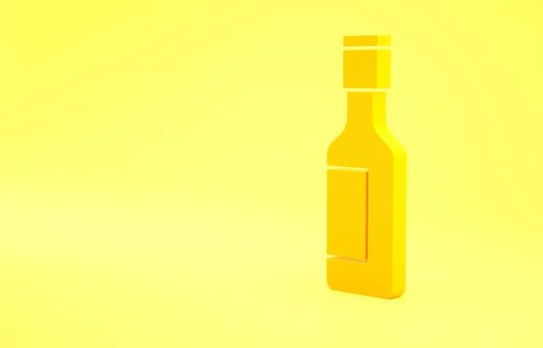 Ícone Garrafa Vinho Judeu Amarelo Isolado Fundo Amarelo Conceito Minimalismo — Fotografia de Stock