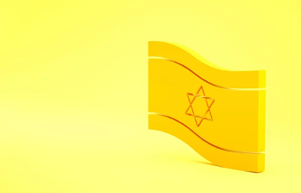 Żółta Flaga Izraela Ikona Izolowana Żółtym Tle Narodowy Symbol Patriotyczny — Zdjęcie stockowe