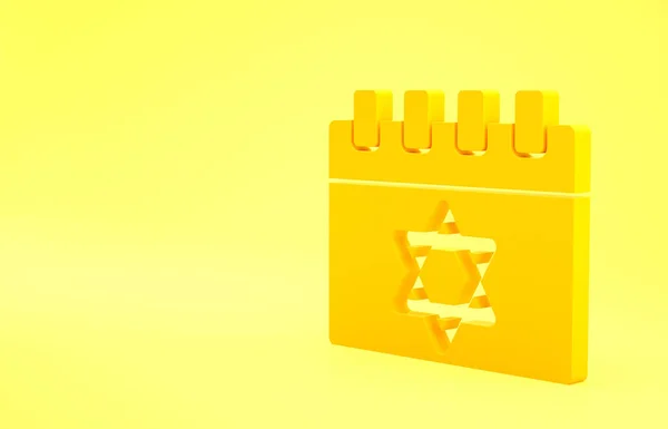 Calendario Judío Amarillo Con Estrella David Icono Aislado Sobre Fondo —  Fotos de Stock
