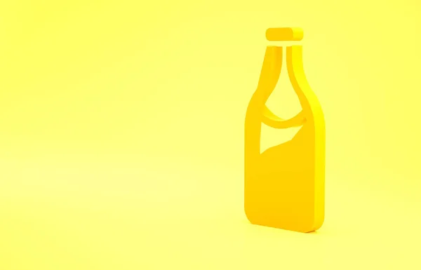 Icono Botella Champán Amarillo Aislado Sobre Fondo Amarillo Feliz Navidad — Foto de Stock