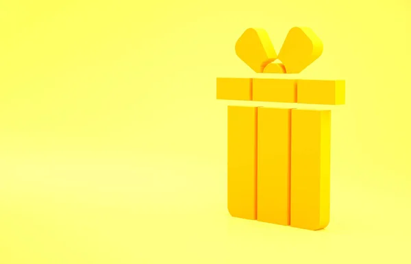 Ícone Caixa Presente Amarelo Isolado Fundo Amarelo Feliz Natal Feliz — Fotografia de Stock