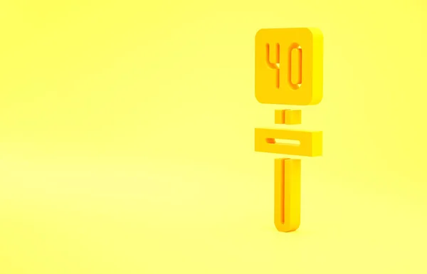 Žlutá Dopravní Značka Ikona Ukazatele Izolovaná Žlutém Pozadí Symbol Ukazatele — Stock fotografie