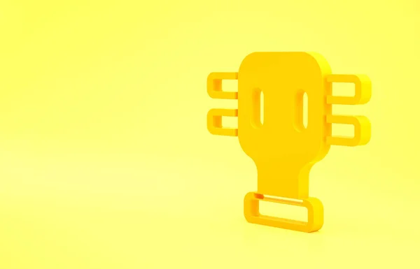 黄色の背景に隔離された黄色いガスマスクアイコン 呼吸器のサインだ 最小限の概念 3Dイラスト3Dレンダリング — ストック写真