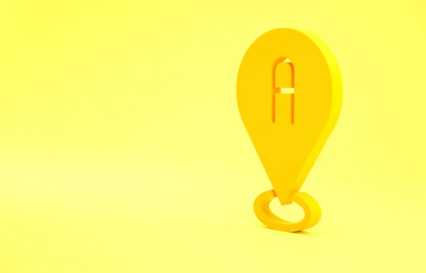 Gelbe Karte Pin Symbol Isoliert Auf Gelbem Hintergrund Navigation Zeiger — Stockfoto