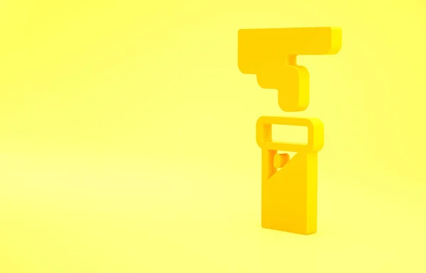 Жовта Випробувальна Трубка Піктограма Хімічної Лабораторії Колби Ізольовані Жовтому Тлі — стокове фото
