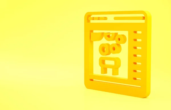 Yellow Chemical experiment online icon isolated on yellow background. Scientific experiment in the laboratory with chemical equipment. Minimalism concept. 3d illustration 3D render.