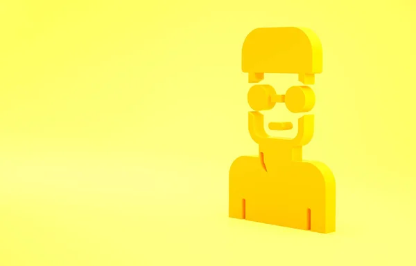 Yellow Nerd Geek Icon Isolated Yellow Background Minimalism Concept Illustration — Stock Photo, Image