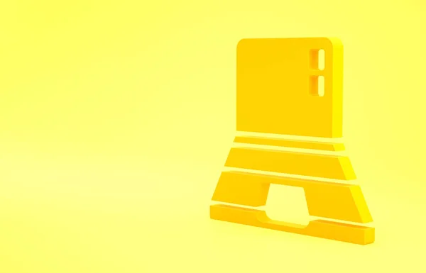 Icono Amarillo Del Portátil Aislado Sobre Fondo Amarillo Computadora Portátil —  Fotos de Stock