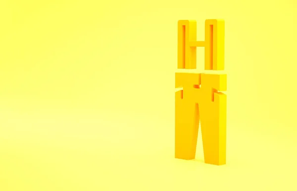Жовті Штани Підвісками Ізольовані Жовтому Тлі Концепція Мінімалізму Ілюстрація Рендеринга — стокове фото