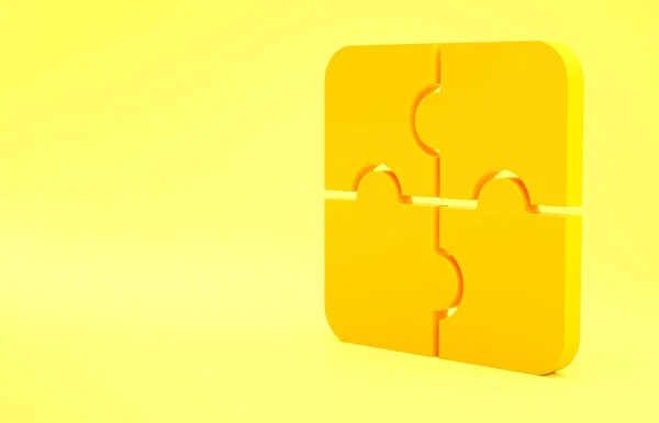 黄色の背景に隔離されたパズルアイコンのピース ビジネス マーケティング テンプレート レイアウト インフォグラフィック インターネットの概念 最小限の概念 3Dイラスト3Dレンダリング — ストック写真