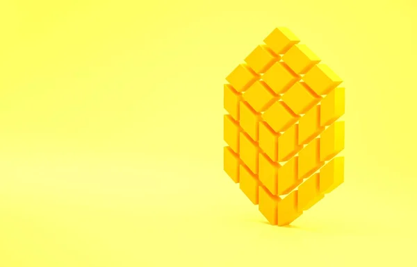 Gele Rubik Kubus Icoon Geïsoleerd Gele Achtergrond Mechanisch Puzzelspeeltje Rubik — Stockfoto