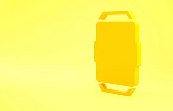 黄色の背景に分離された黄色のエナジードリンクアイコン 最小限の概念 3Dイラスト3Dレンダリング — ストック写真