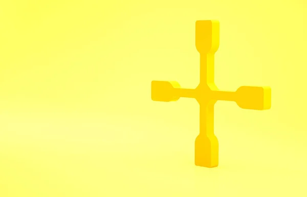 Ícone Chave Roda Amarela Isolado Fundo Amarelo Cinta Rodas Conceito — Fotografia de Stock