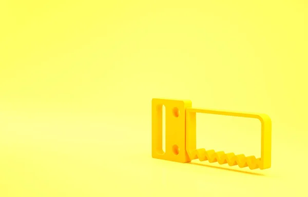 Ícone Serra Mão Amarela Isolado Fundo Amarelo Conceito Minimalismo Ilustração — Fotografia de Stock