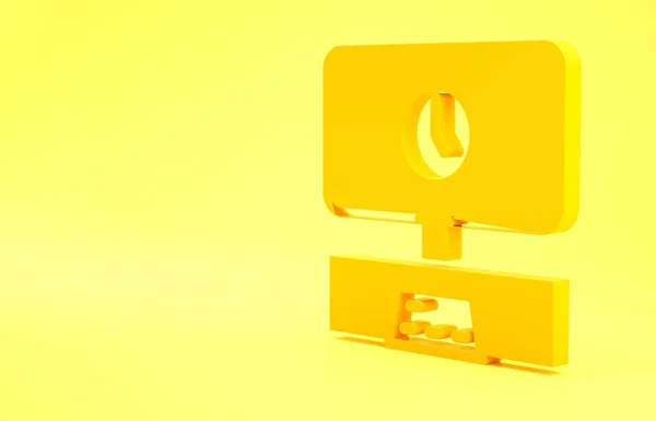 Ícone Tempo Inteligente Amarelo Isolado Fundo Amarelo Sinal Televisão Conceito — Fotografia de Stock