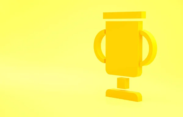 Yellow Award Cup Bicycle Icon Isolated Yellow Background Winner Trophy — Stock Photo, Image