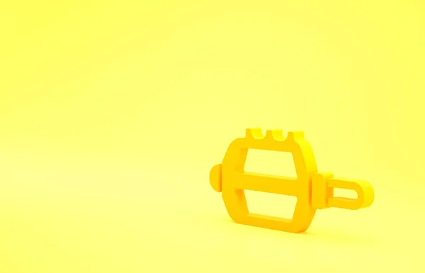 Ícone Pedal Bicicleta Amarelo Isolado Fundo Amarelo Conceito Minimalismo Ilustração — Fotografia de Stock