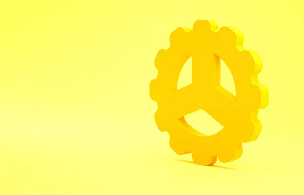 Yellow Bicycle sprocket crank icon isolated on yellow background. Minimalism concept. 3d illustration 3D render.