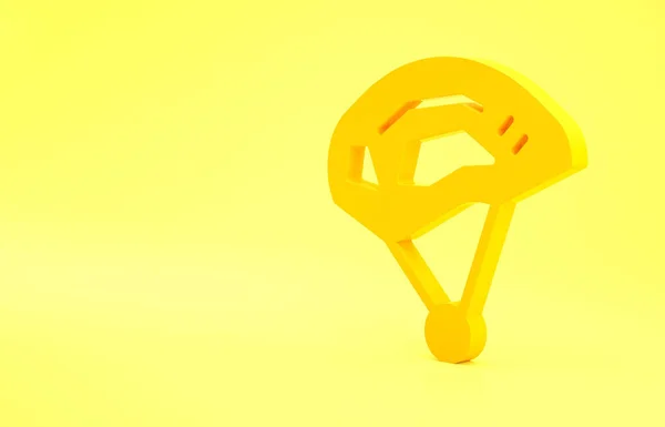 黄色の背景に隔離された自転車のヘルメットアイコン 極端なスポーツだ スポーツ用具 最小限の概念 3Dイラスト3Dレンダリング — ストック写真