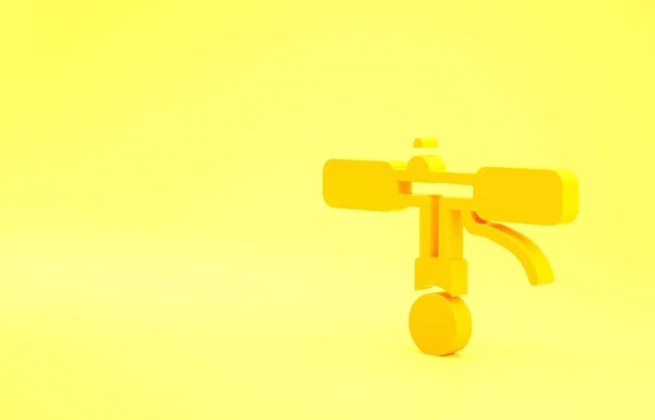 Ícone Guiador Bicicleta Amarela Isolado Fundo Amarelo Conceito Minimalismo Ilustração — Fotografia de Stock