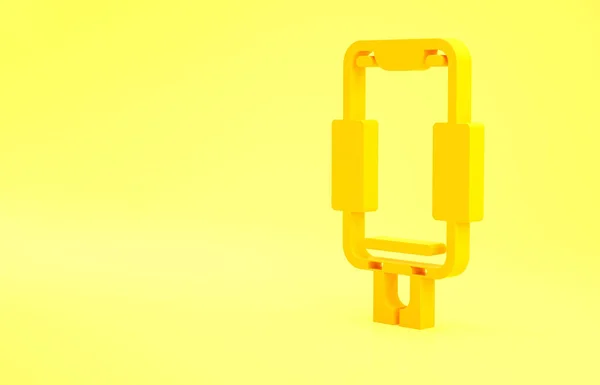 Yellow Mobile Phone Holder Icon Isolated Yellow Background Minimalism Concept — Stock Photo, Image