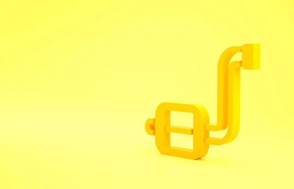 Yellow Bicycle Pedal Icon Isolated Yellow Background Minimalism Concept Illustration — Stock Photo, Image