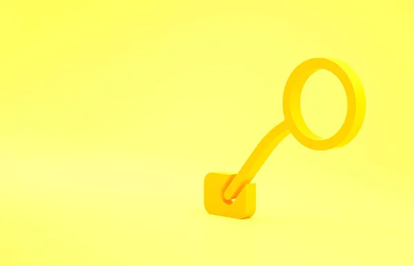 Yellow Bicycle Rear View Mirror Icon Isolated Yellow Background Minimalism — Stock Photo, Image