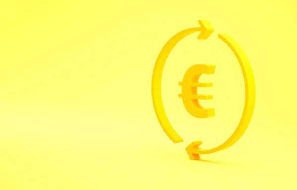Yellow Coin Money Euro Symbol Icon Isolated Yellow Background Banking — Stock Photo, Image