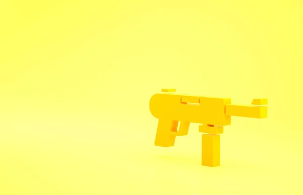 Mitrailleuse Jaune Icône Pistolet Graisse Isolée Sur Fond Jaune Concept — Photo