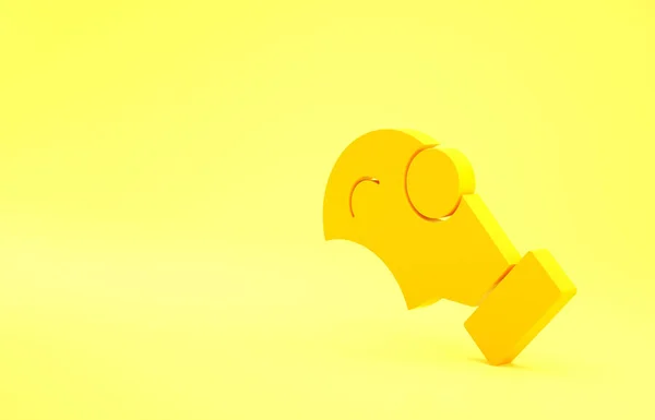 Ícone Máscara Gás Amarelo Isolado Fundo Amarelo Sinal Respirador Conceito — Fotografia de Stock