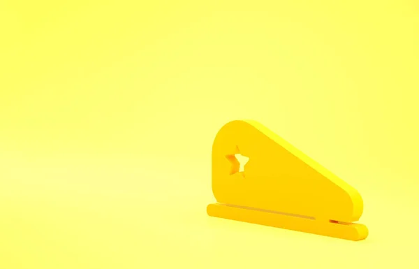 Жовта Військова Ікона Берета Ізольована Жовтому Тлі Ковпачок Солдатів Армійський — стокове фото