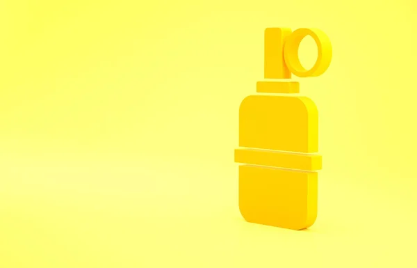 Ícone Granada Mão Amarela Isolado Fundo Amarelo Explosão Bombas Conceito — Fotografia de Stock