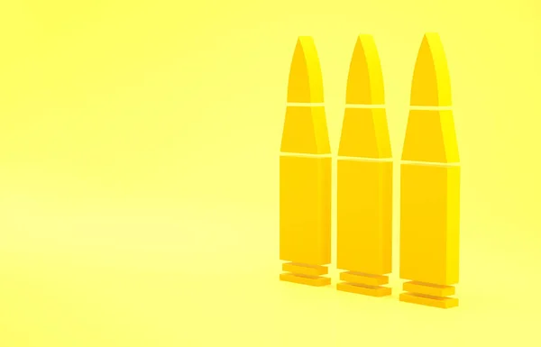 黄色の背景に分離された黄色の弾丸のアイコン 最小限の概念 3Dイラスト3Dレンダリング — ストック写真