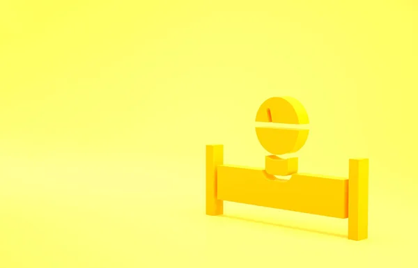 Sarı Sanayi Metalik Borusu Manometre Simgesi Sarı Arka Planda Izole — Stok fotoğraf