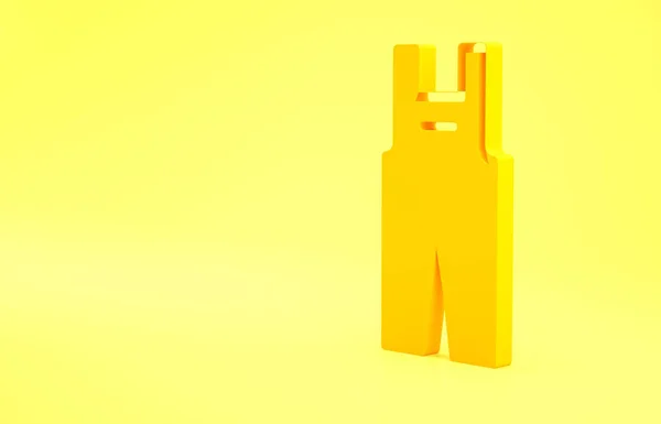 Yellow Work Overalls Icon Isolated Yellow Background Minimalism Concept Illustration — Stock Photo, Image