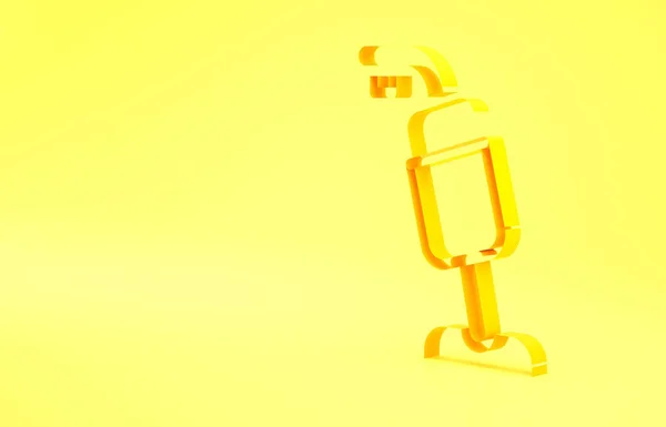 黄色の背景に隔離された真空クリーナーアイコン 最小限の概念 3Dイラスト3Dレンダリング — ストック写真