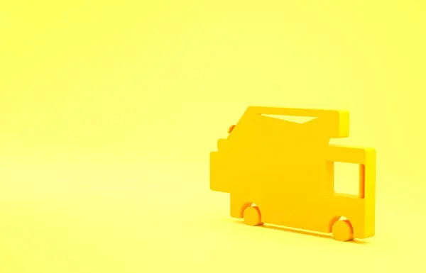 Жовтий Сміттєвоз Значок Вантажівки Ізольований Жовтому Тлі Концепція Мінімалізму Ілюстрація — стокове фото