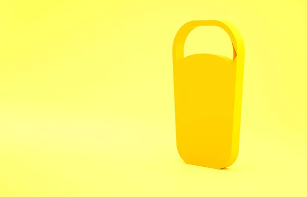 Yellow Bucket Dengan Ikon Kain Terisolasi Pada Latar Belakang Kuning — Stok Foto