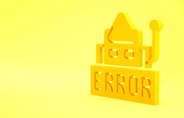 Yellow Error Operation Program Robot Icon Isolated Yellow Background Broken — Stock Photo, Image