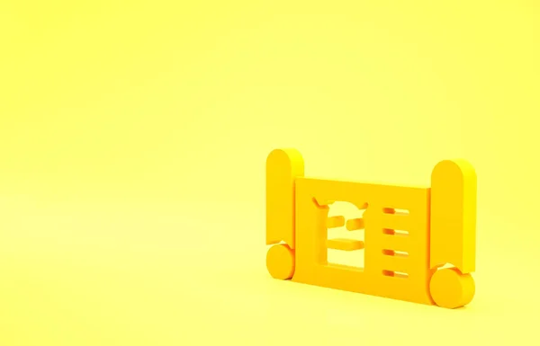 Yellow Robot blueprint icon isolated on yellow background. Minimalism concept. 3d illustration 3D render.