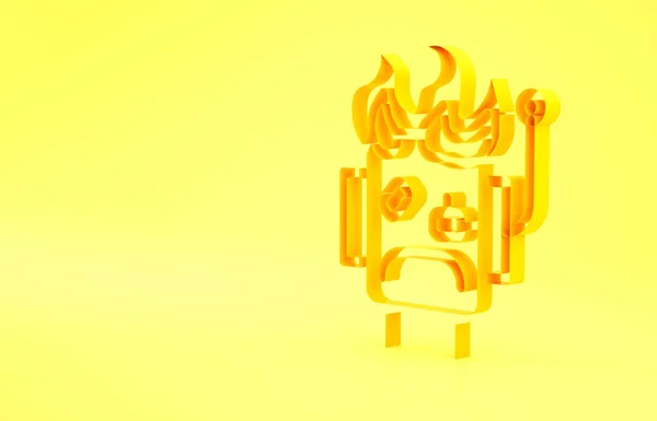Żółty Robot Wypalił Ikonę Izolowaną Żółtym Tle Koncepcja Minimalizmu Ilustracja — Zdjęcie stockowe