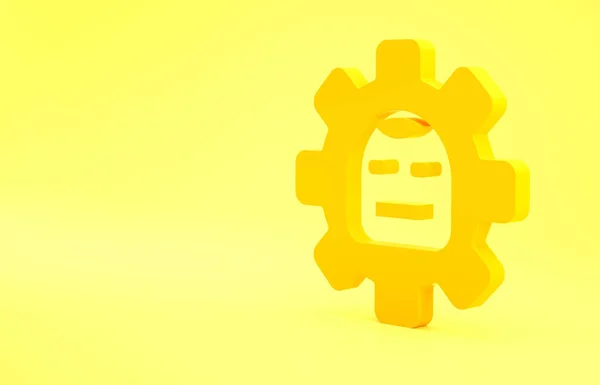 Желтый Значок Робота Выделен Желтом Фоне Искусственный Интеллект Машинное Обучение — стоковое фото