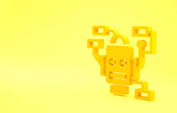 Icono Robot Amarillo Aislado Sobre Fondo Amarillo Inteligencia Artificial Aprendizaje — Foto de Stock