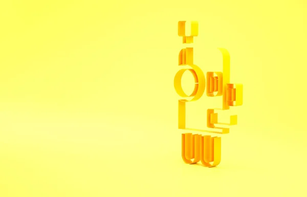 黄色の背景に隔離された黄色いロボットのアイコン 人工知能 機械学習 クラウドコンピューティング 最小限の概念 3Dイラスト3Dレンダリング — ストック写真