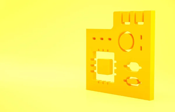 Sarı Elektronik Bilgisayar Bileşenleri Anakart Dijital Çip Entegre Bilim Ikonu — Stok fotoğraf