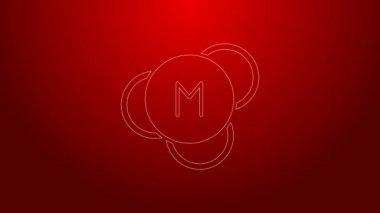 Yeşil çizgi Molekül simgesi kırmızı arkaplanda izole edildi. Kimya moleküllerinin yapısı, fen öğretmenlerinin yenilikçi eğitim posteri. 4K Video hareketli grafik canlandırması