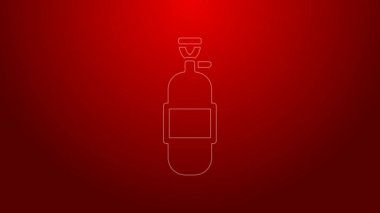 Yeşil çizgi Propan benzin tankı ikonu kırmızı arkaplanda izole edildi. Yanabilir benzin deposu ikonu. 4K Video hareketli grafik canlandırması