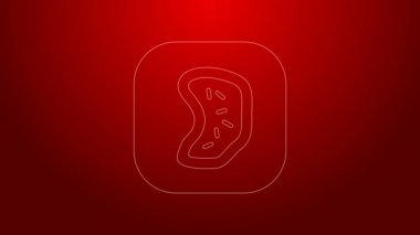 Kırmızı arkaplanda yeşil çizgi bakteri simgesi izole edildi. Bakteriler ve mikroorganizmalar, sebep olan mikroorganizma hastalıkları, hücre kanseri, mikrop, virüs, mantar. 4K Video hareketli grafik canlandırması